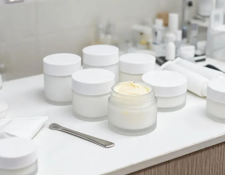 retinol cream for face on a cosmetics bench, illustration only